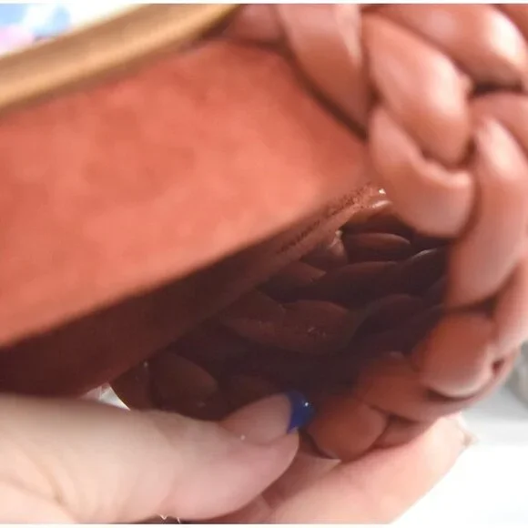 Chloe Terracotta Brown Leather Kacey Woven Flat Mules Slides Sz 37 NIB - Picture 7 of 11